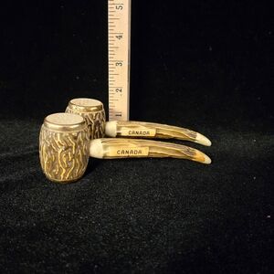 Vintage Canada Log-Style Salt & Pepper Shakers — Ceramic Rustic Pair